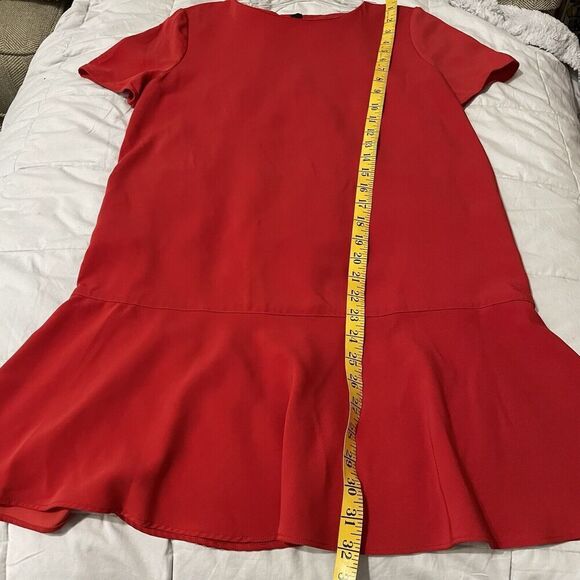 Mango Suit Collection Dress Women Size 4 Red Flutter Hem Short Sleeve Classic … - Picture 5 of 8